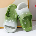 Children's gradient colour PVC summer slippers shown in blue, with non-slip sole.