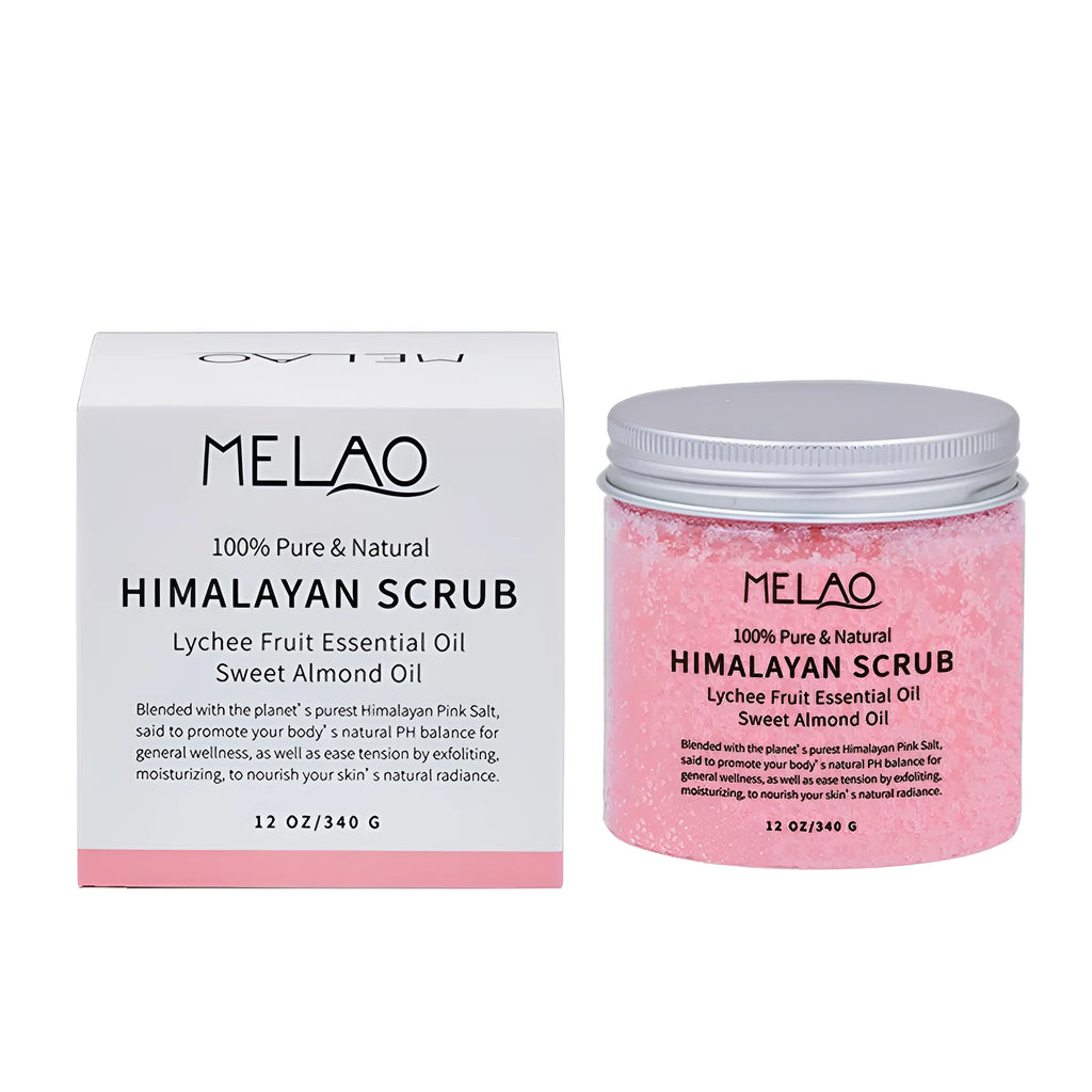 250g tub of Himalayan salt body scrub with white cream texture