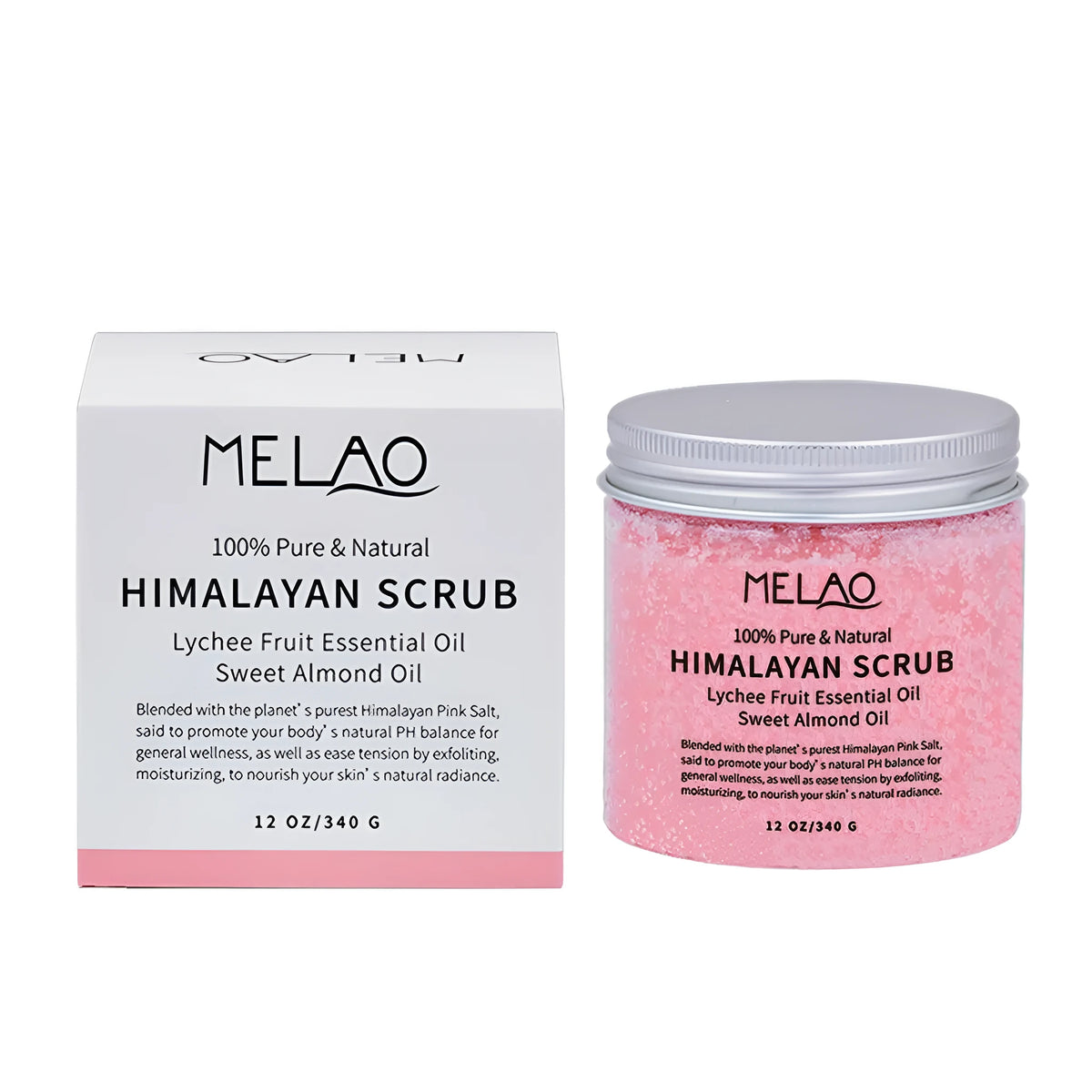 250g tub of Himalayan salt body scrub with white cream texture