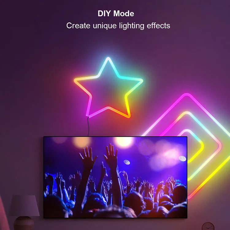 3 metre USB LED neon strip lights with remote control showing RGB colour changing functionality