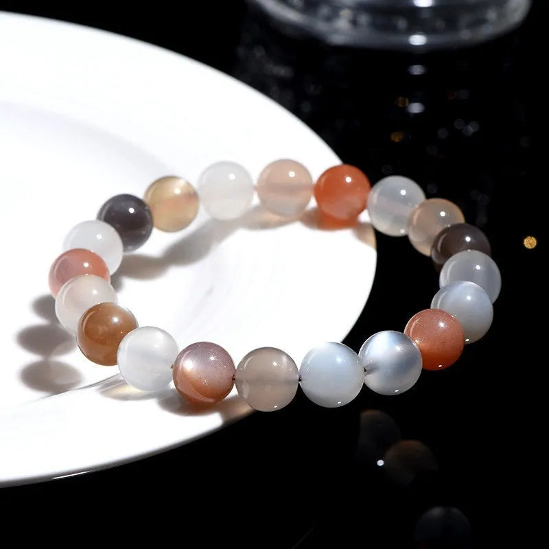 Natural colourful moonlight moonstone bracelet with 8mm single circle design