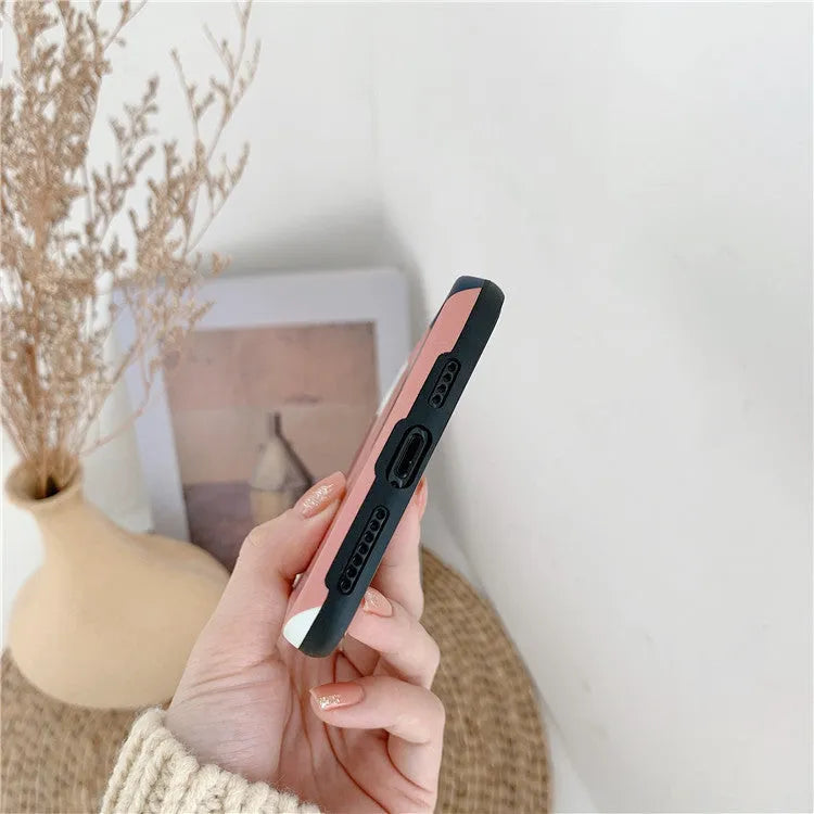 Graffiti mobile phone case in silica gel with Japanese Korean style design and colour matching frame, back cover for iPhone models