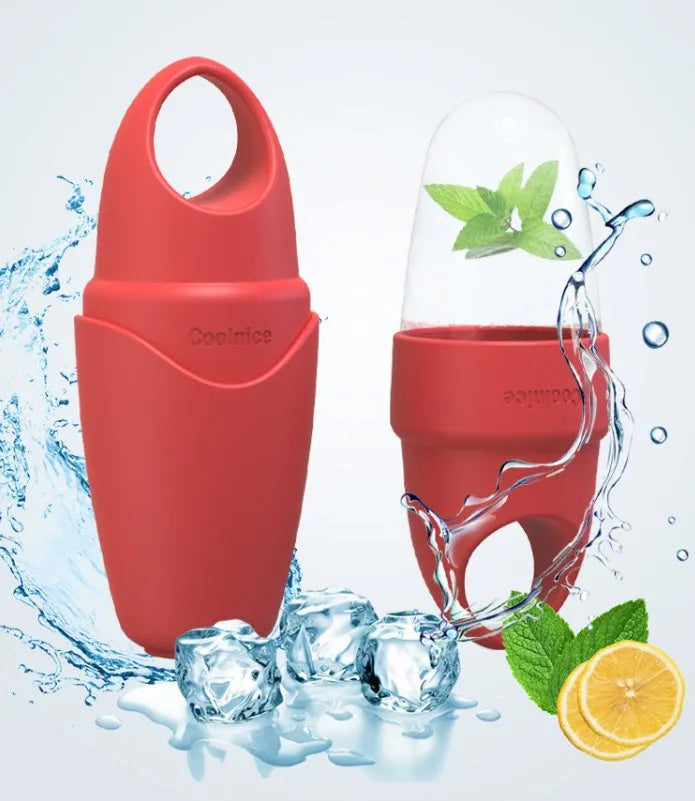 Massage ice tray for face, under-eye and clavicle use, available in purple, blue, pink or black