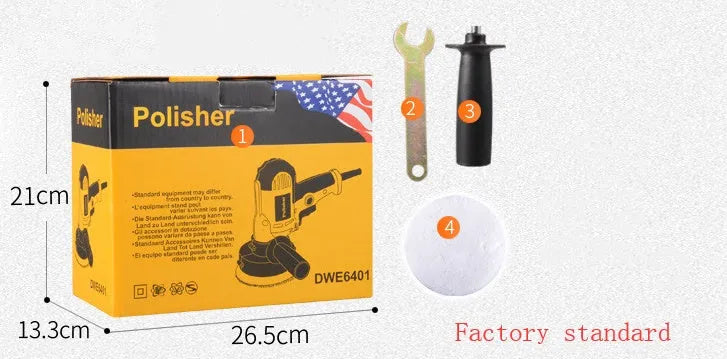 Yellow automotive polishing machine with 125mm disc and 700W motor for multi-material surface treatment