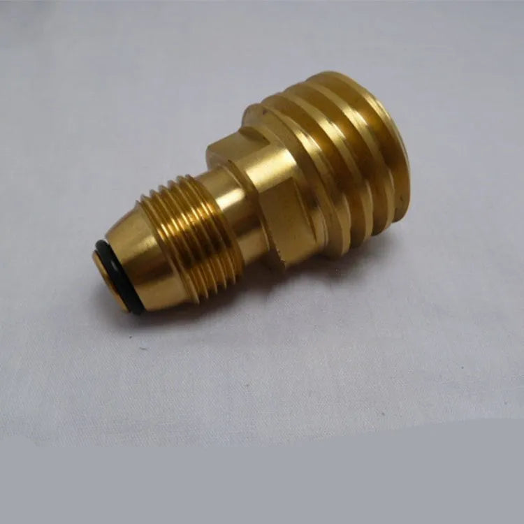 Gold brass gas adapter with taper external thread and 7mm internal connection for brazier charging