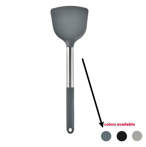 12-piece silicone kitchen utensil set with rotating storage bucket in black, includes spatula, ladel, and cooking tools