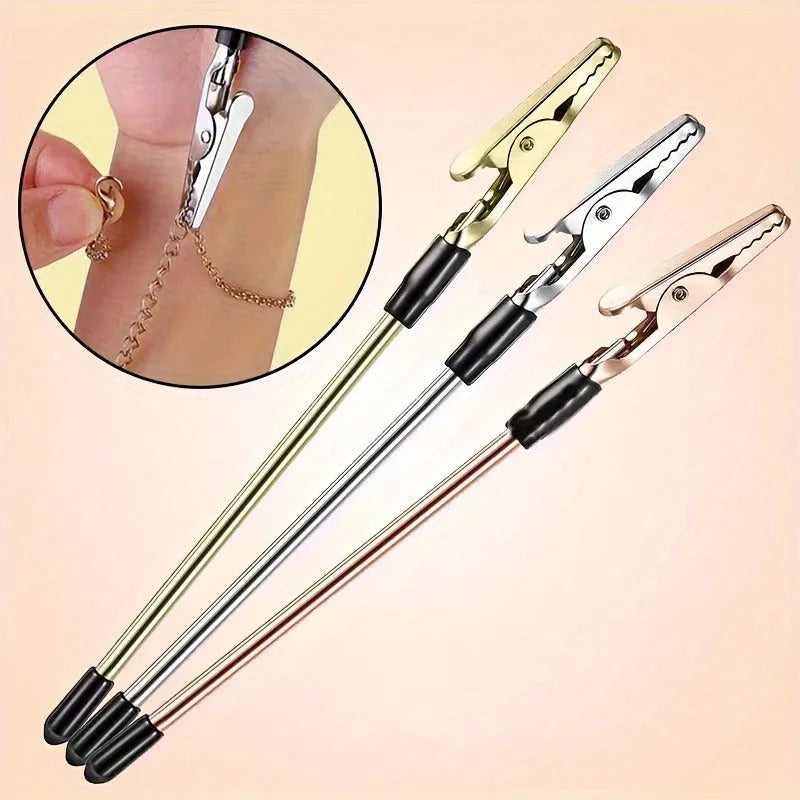 Gold-plated 155mm iron rod alligator clip bracelet accessory tool for jewellery making or note holding
