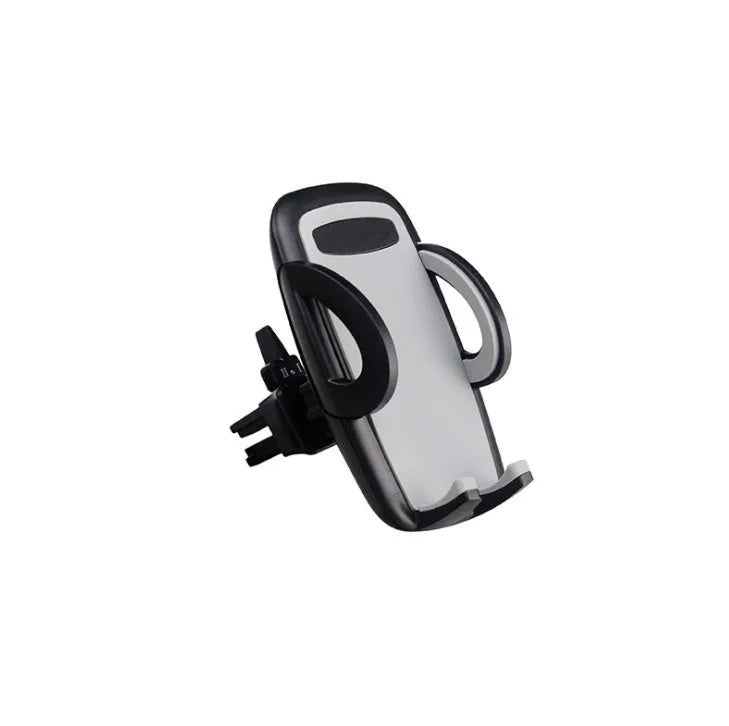 Universal black plastic car air vent mobile phone holder mounted on a car dashboard.