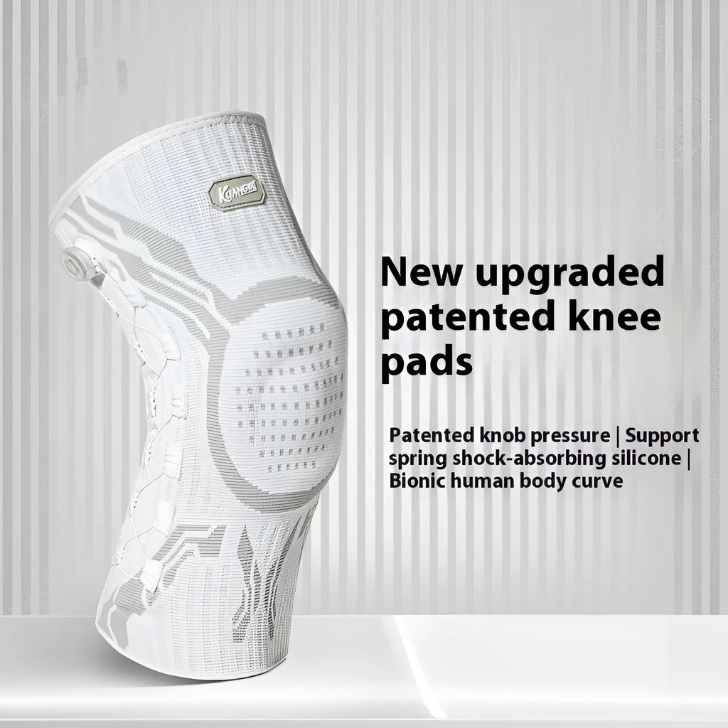Grey-white professional sports kneecap for basketball, football, and running.