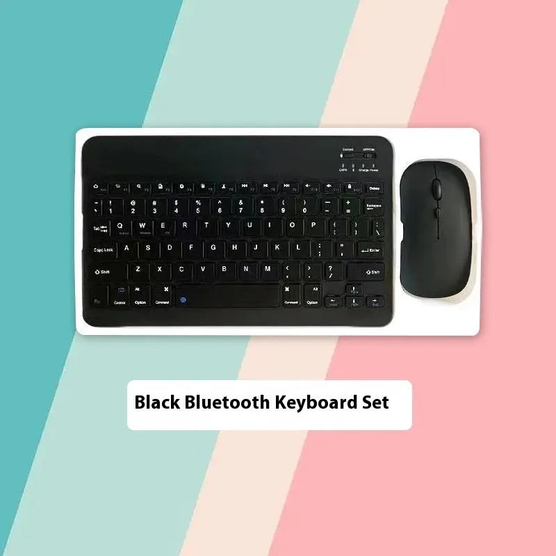 10-inch Bluetooth wireless keyboard and mouse set in various colour options with connectivity accessories