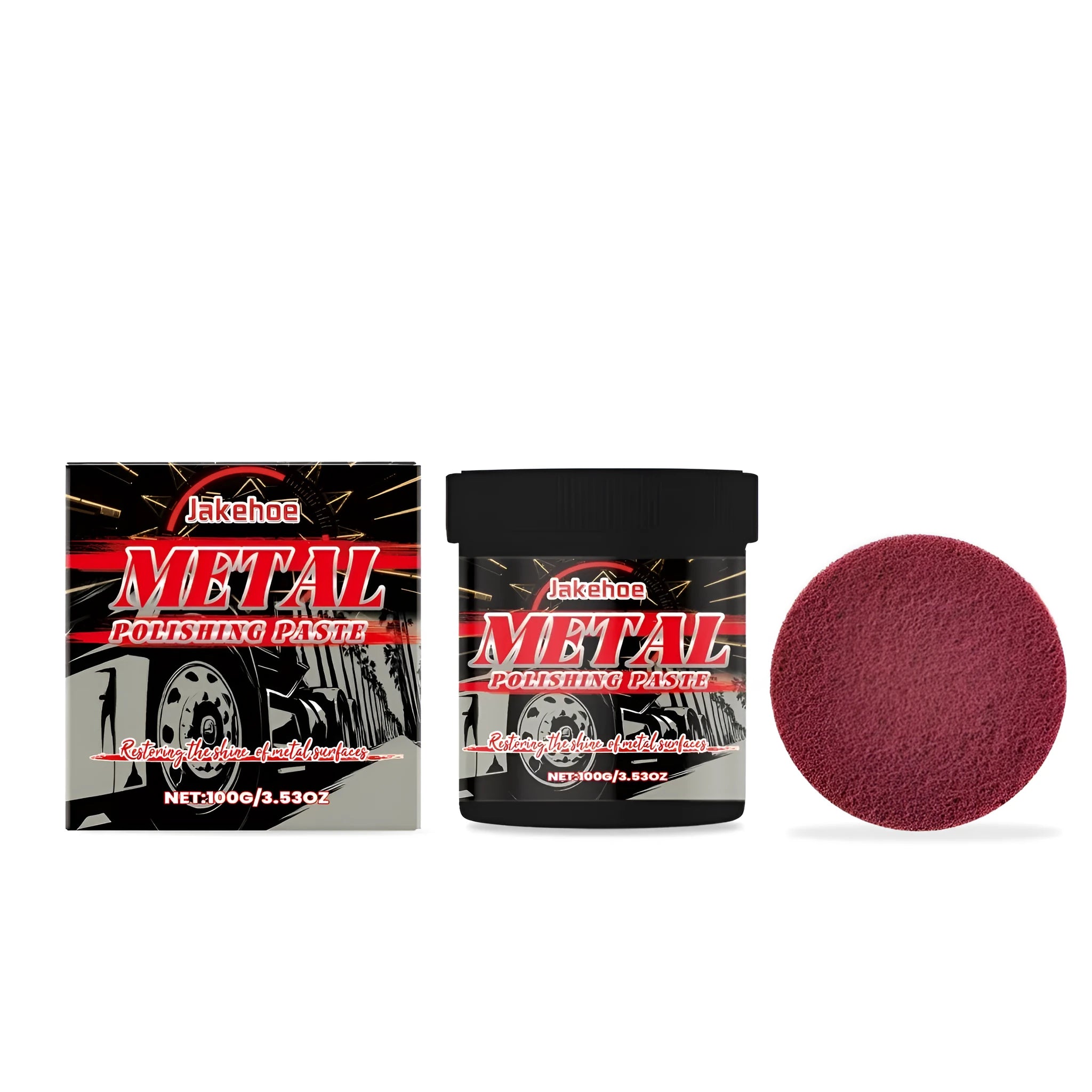 JAKEHOE metal polishing paste 100g with sponge polishing pad for multiple metal types