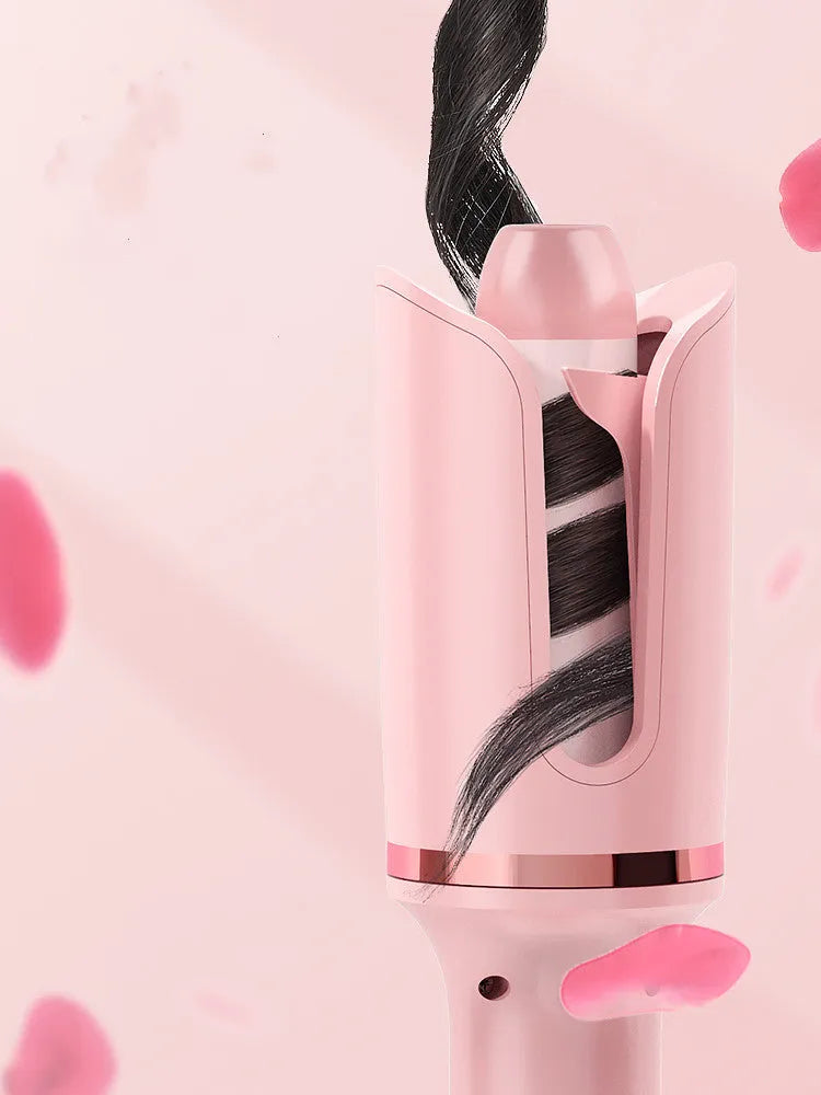 Lazy God electric rotating perm curler with tourmaline ceramic barrel, 21-30mm, in pink, green or white.