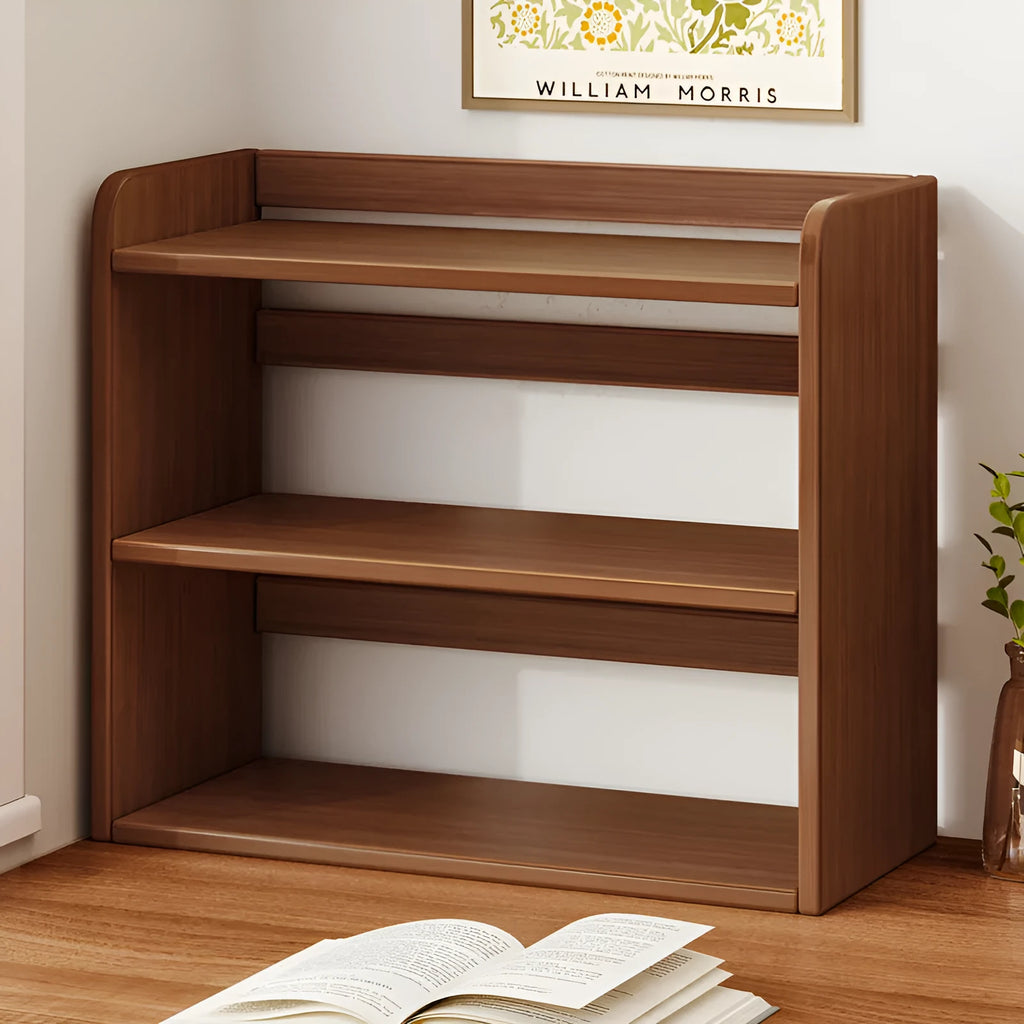 Desktop bookshelf desk storage rack three layers 50cm wide density board dark walnut colour finish