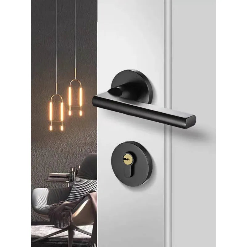Aluminium alloy split magnetic door lock handle for indoor timber doors.
