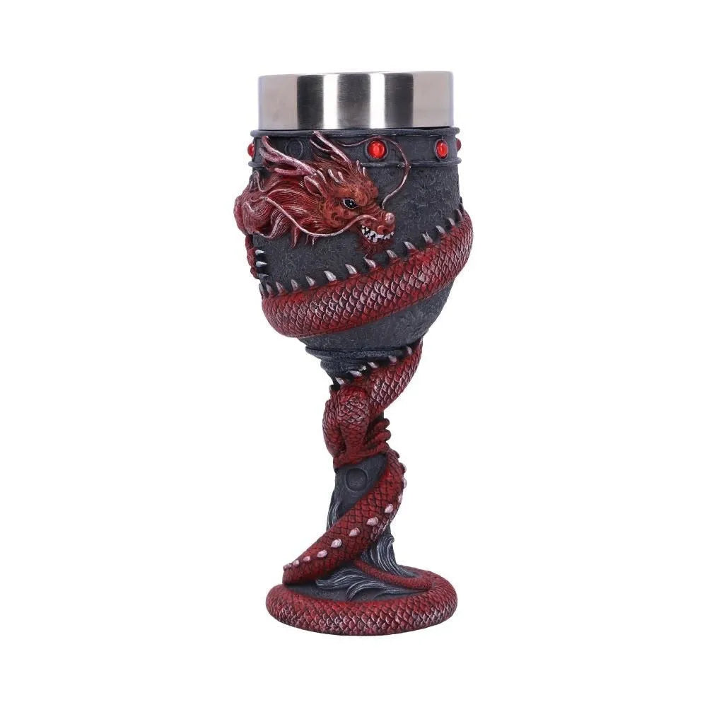 Personalised Chinese dragon 3D design red wine glass in stainless steel and resin, 200ml capacity