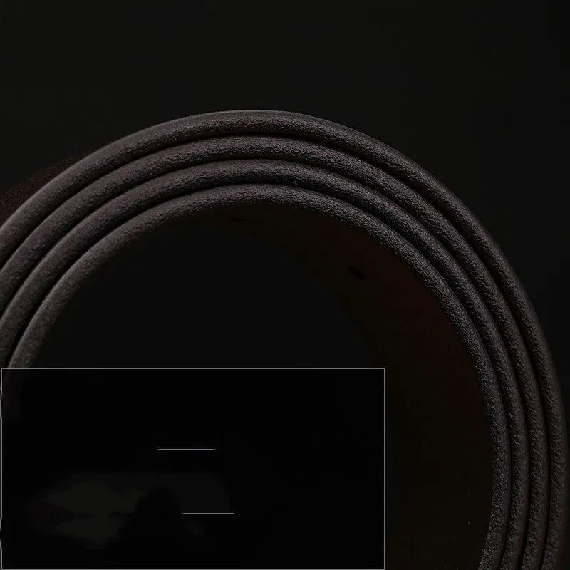 Cowhide leather belt with copper smooth buckle in black colour glossy finish