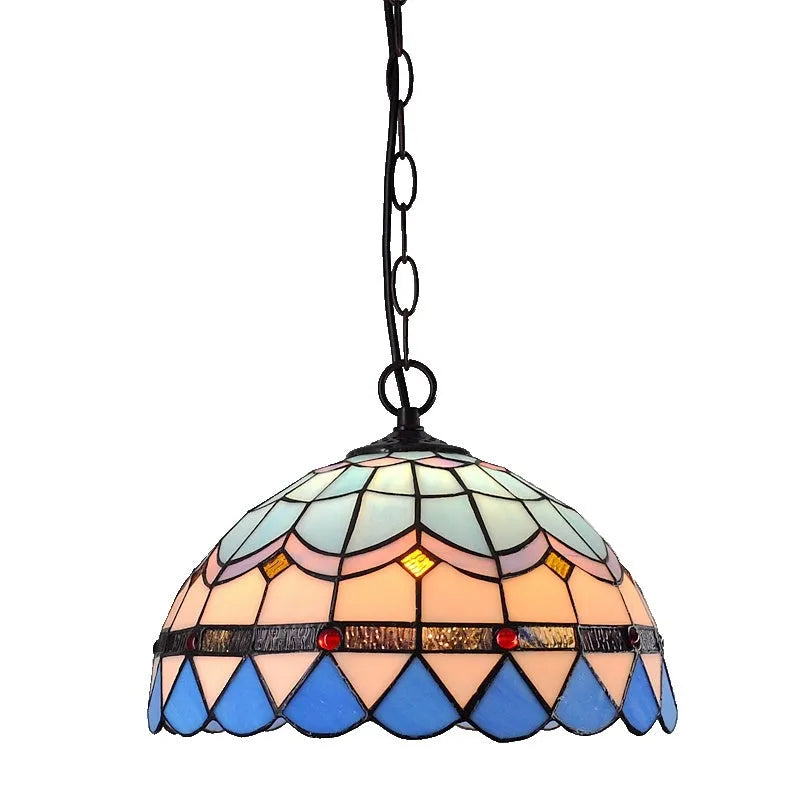 European retro baroque chandelier with colourful glaze and hanging ornaments in abstract Style 2 design