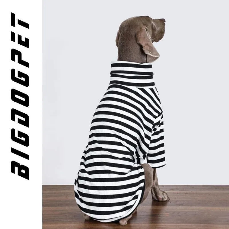 Thin black and white inner garment for large breed dogs made from lightweight polyester fabric