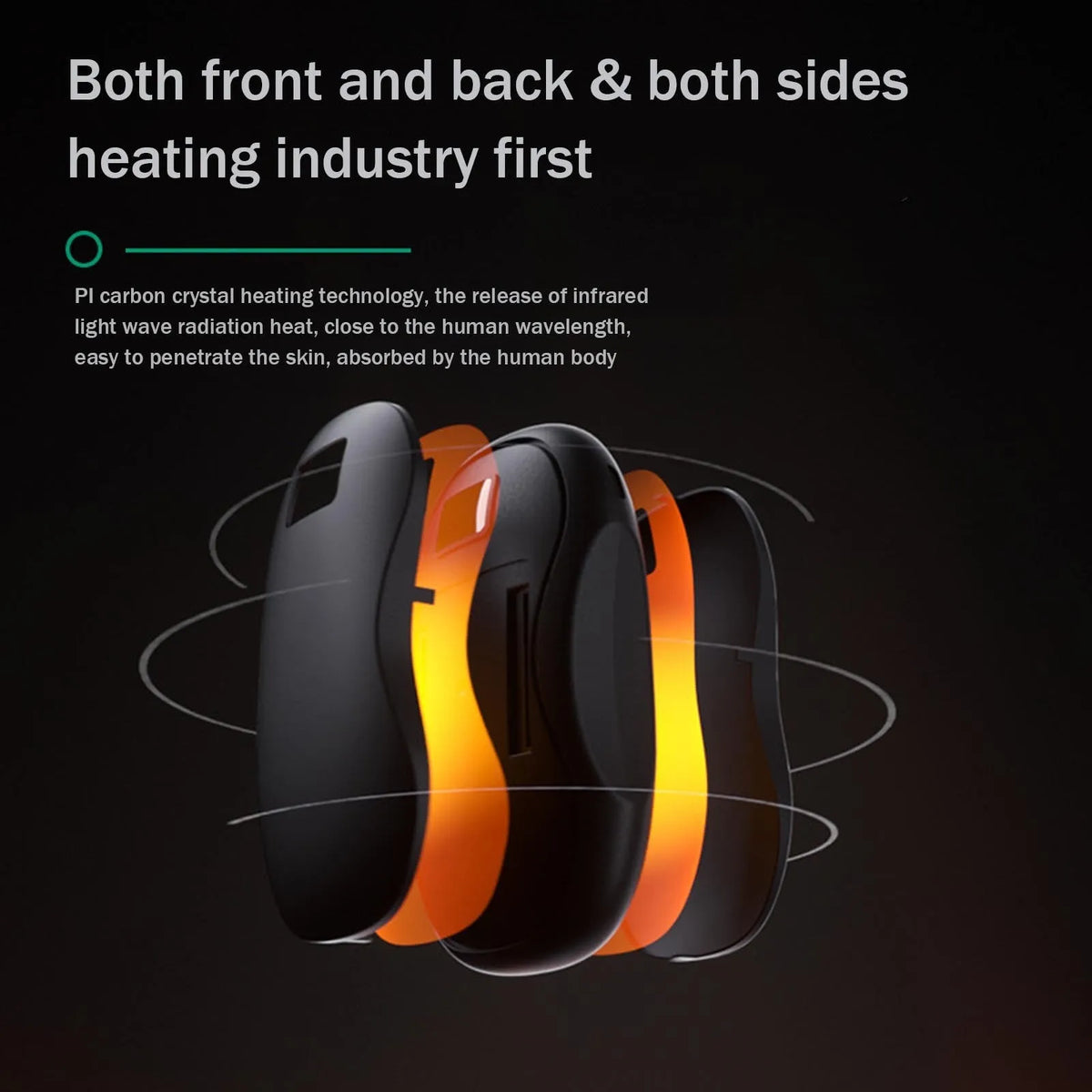 Electric hand warmer with digital display, available in multiple colours, on a white background