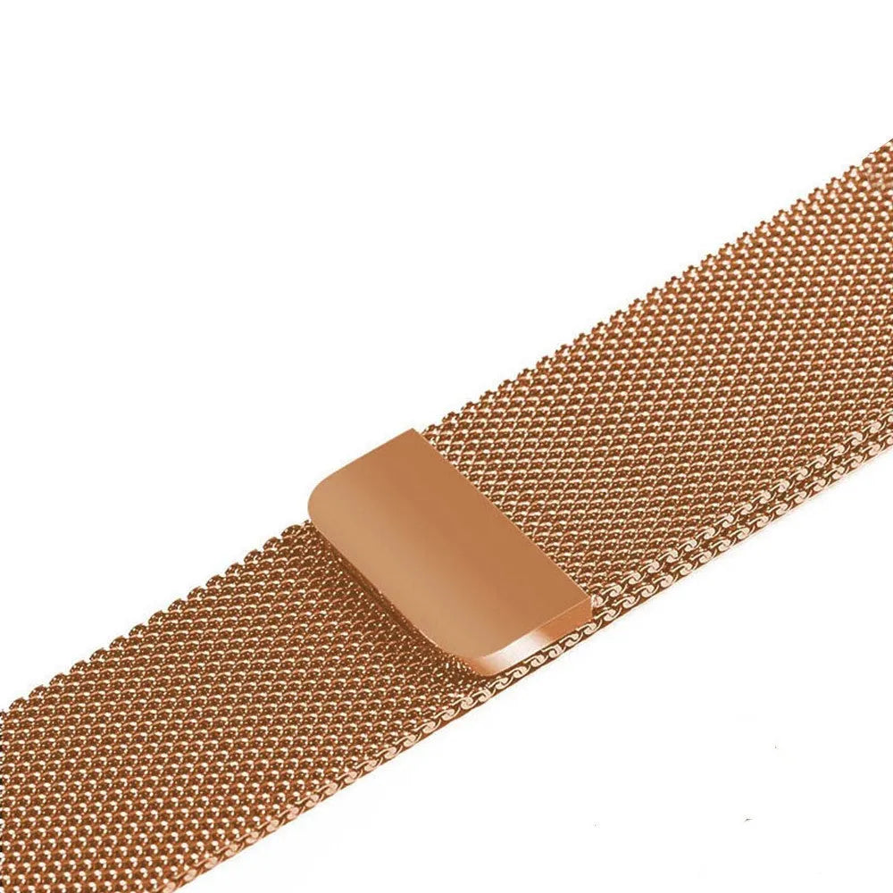 Stainless steel watch strap in silver finish showing 38mm case fit and adjustable buckle