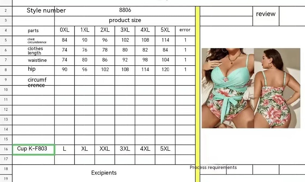 Women's plus size one-piece swimsuit with lace-up chest design in floral print