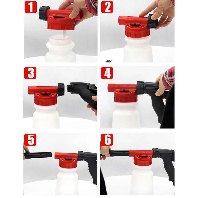 Foam pot high pressure water gun with adjustable spray control for garden watering