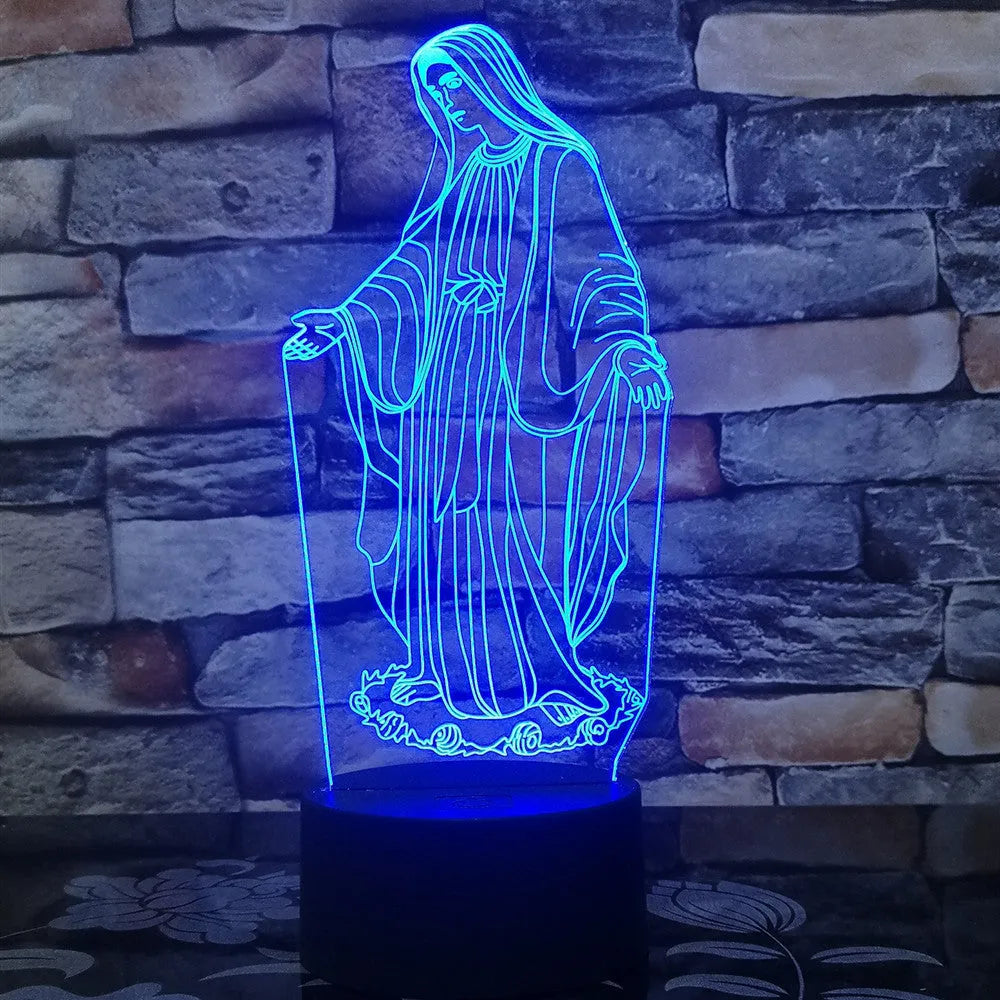 3D stereoscopic dual ring LED night light with touch control base and colourful acrylic panel.