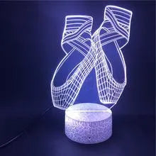 Ballet dancer 3D LED night light with remote control showing colourful illumination