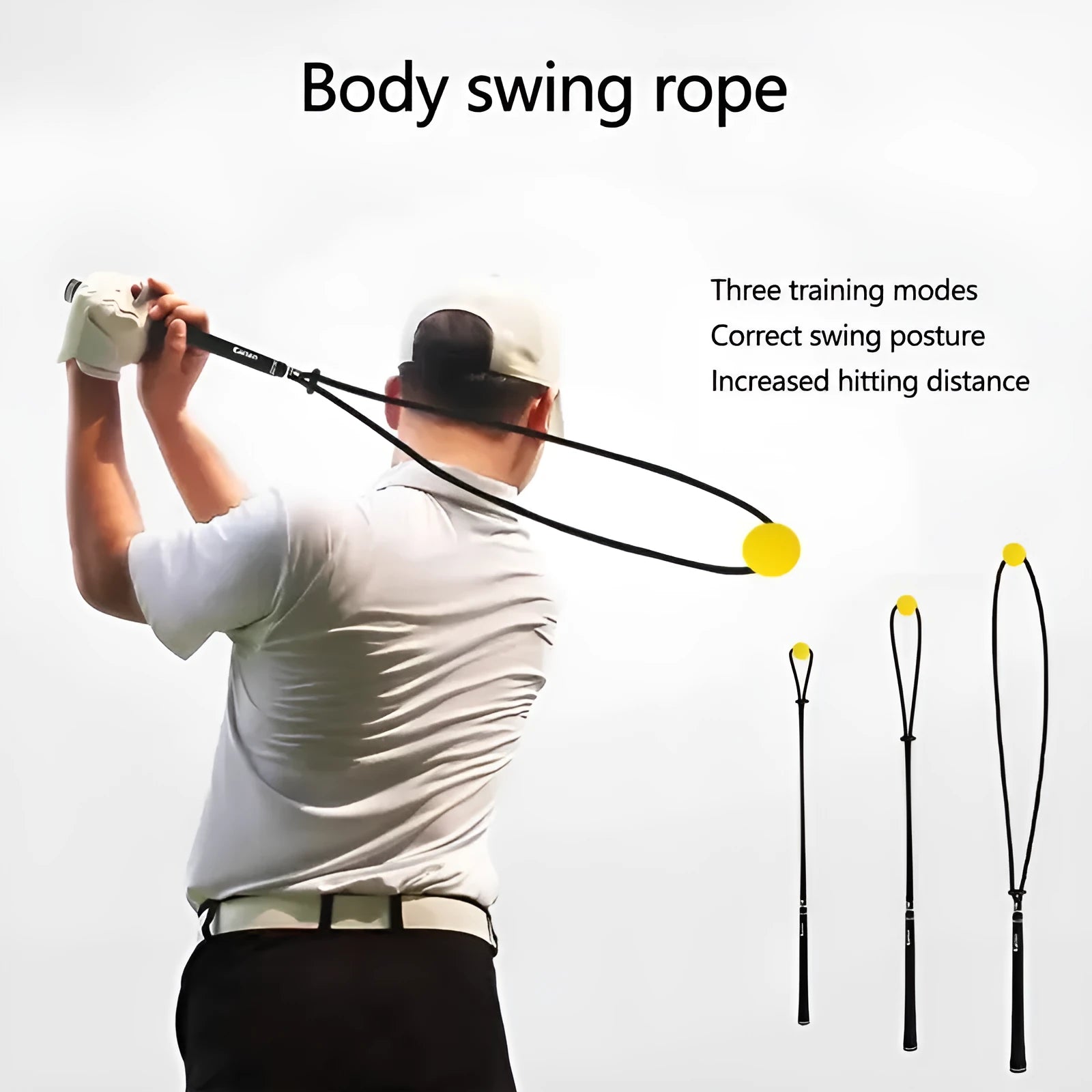 Black silicone elastic golf swing trainer for physical correction practice