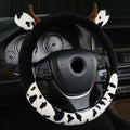 Plush car steering wheel cover in soft fabric with 38cm diameter measurement