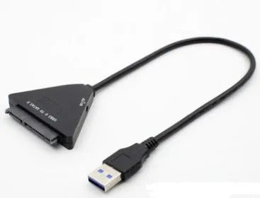 Black USB 3.0 to SATA 7+15 pin adapter cable with separate power supply line for hard drives