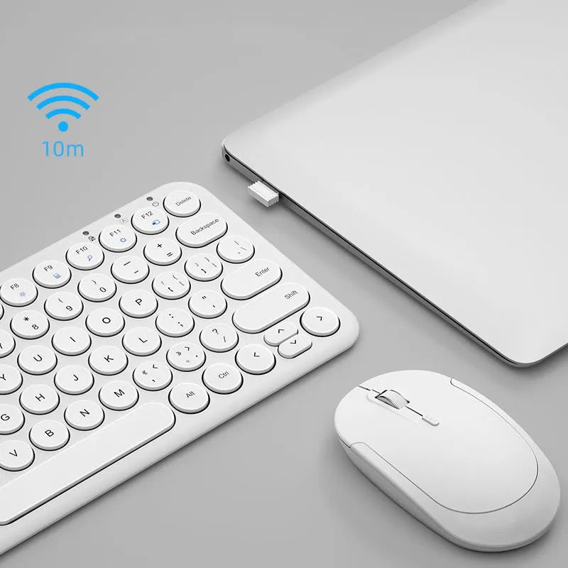 Ultra-thin wireless keyboard and mouse set in white, black or pink colour options