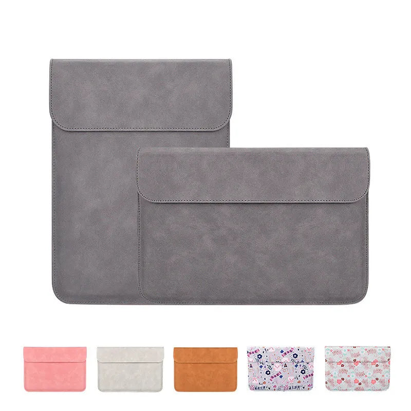 Women's laptop inner case holster with zipper compartments, waterproof anti-theft clutch bag in grey pink white yellow.