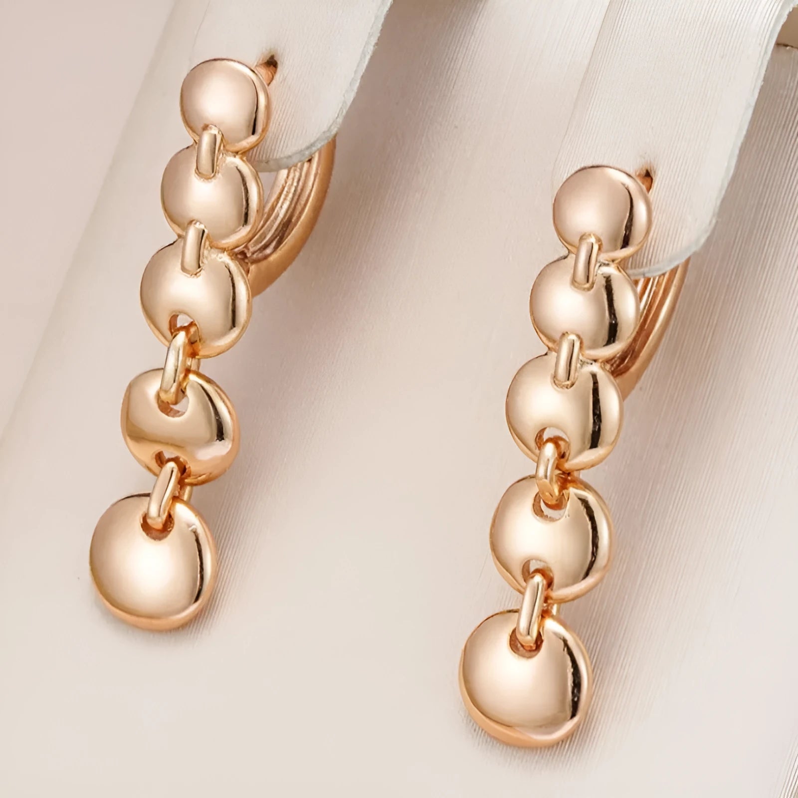 Gold retro long round circle earrings with copper weaving texture