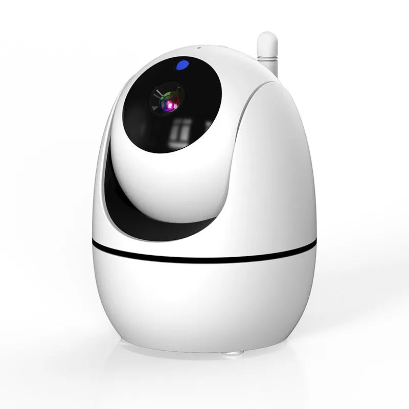 White wireless baby monitor with 5-inch HD screen showing baby room temperature display