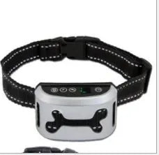 Electronic dog training bark collar with digital display and adjustable strap in black colour