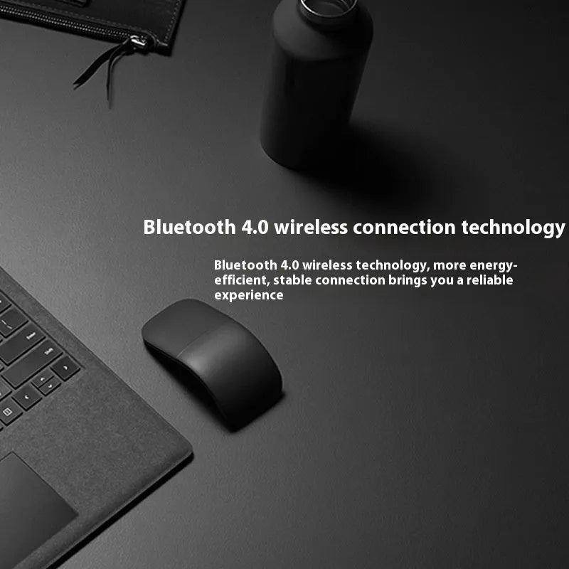 Folding Bluetooth wireless mouse showing compact design in black colour