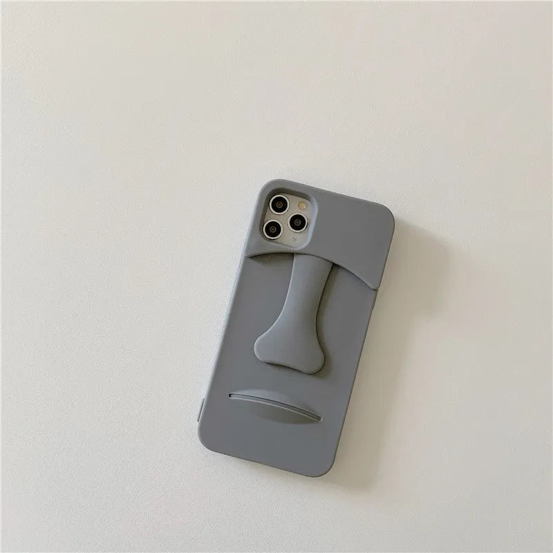 Grey cartoon stone soft rubber mobile phone case for Apple iPhone models