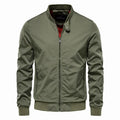 Men's solid colour thin casual jacket in polyester, shown in dark blue, on a hanger.