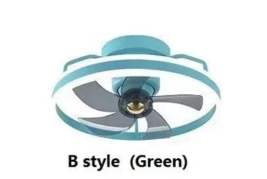 Modern ceiling fan lamp with light showing white finish and acrylic shade
