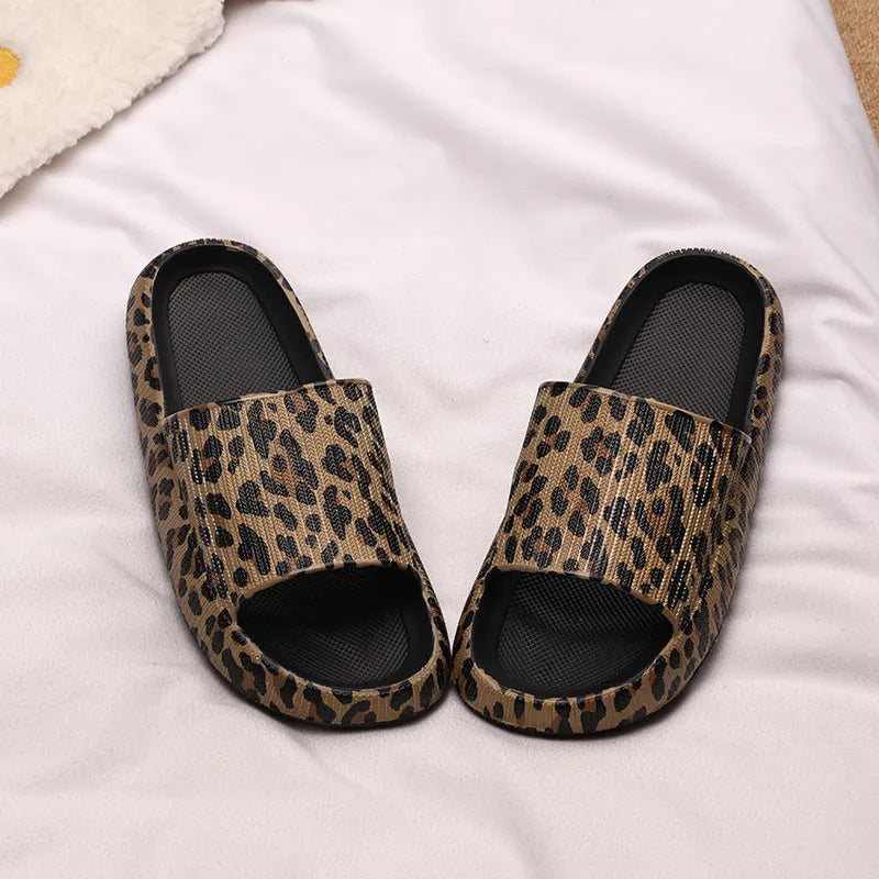 Leopard print EVA slippers with thick bottom in Korean style fashion