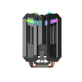 Touteng T400 CPU cooler with four copper heat pipes and ARGB fan, black and silver aluminium fins