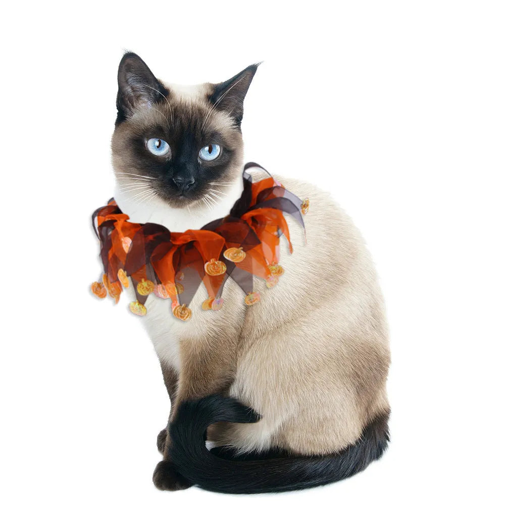 Tie-dyed fabric dog collar in green, blue, Halloween, or Christmas style patterns