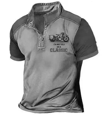 Men's solid colour 3D printed golf polo shirt with a loose fit pullover style.