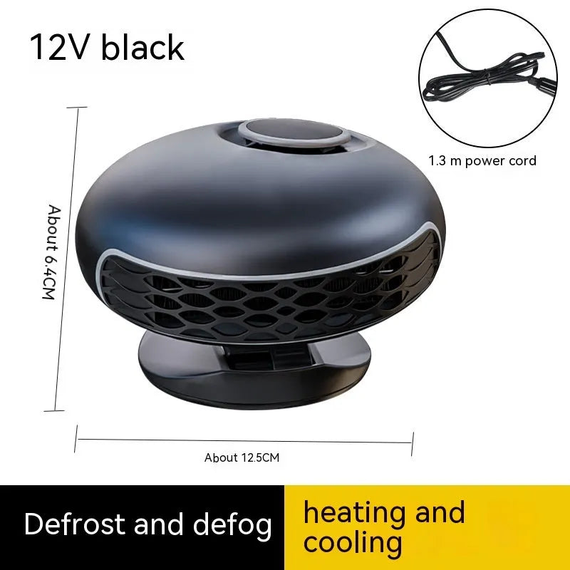 Black car warm air blower heater with power cord for vehicle defrosting