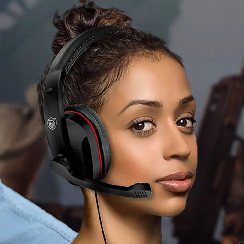Black wired computer gaming headset with 40mm speakers and 1.2 metre cable