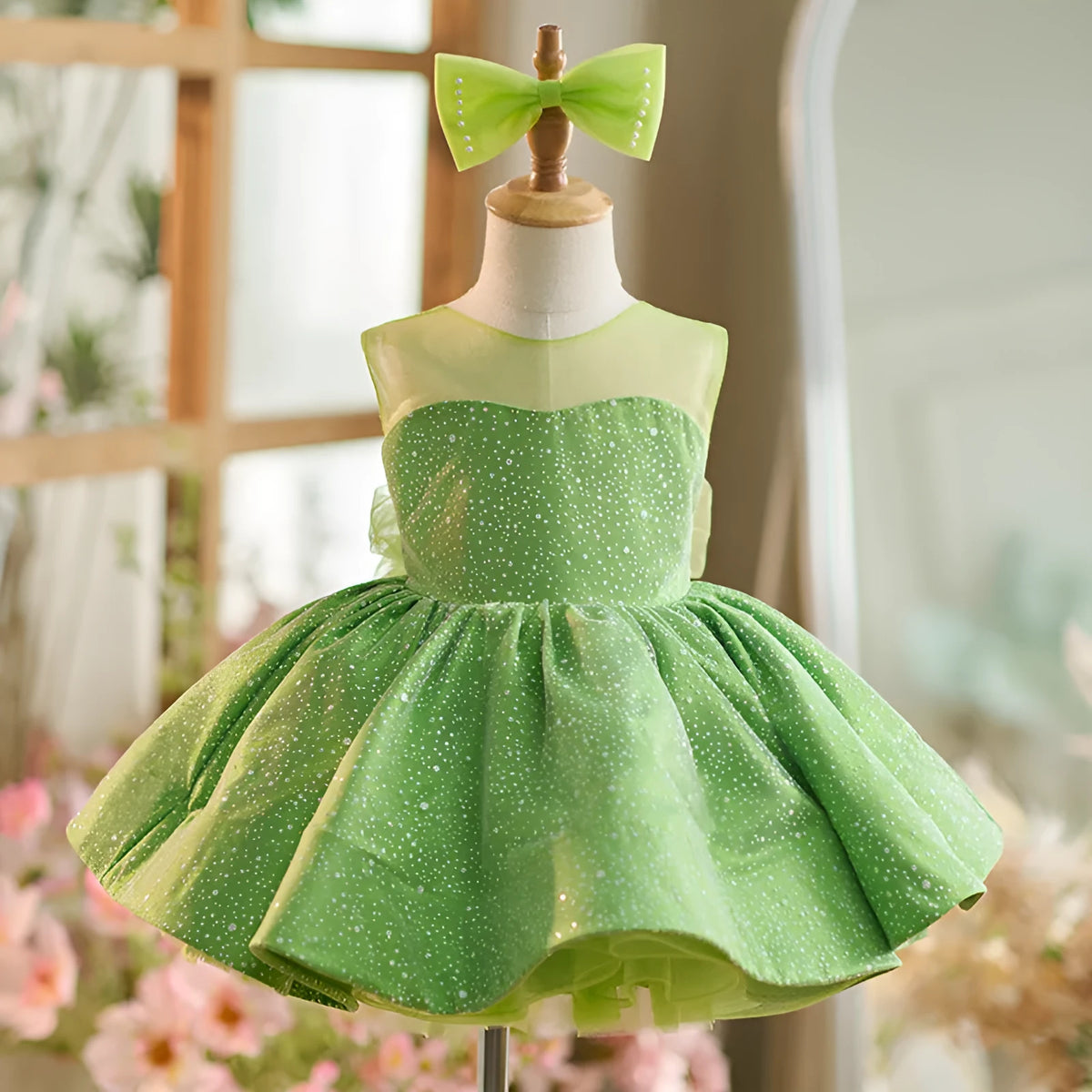 Mint mambo green girls pettiskirt dress in polyester, princess style, for heights 80cm to 160cm