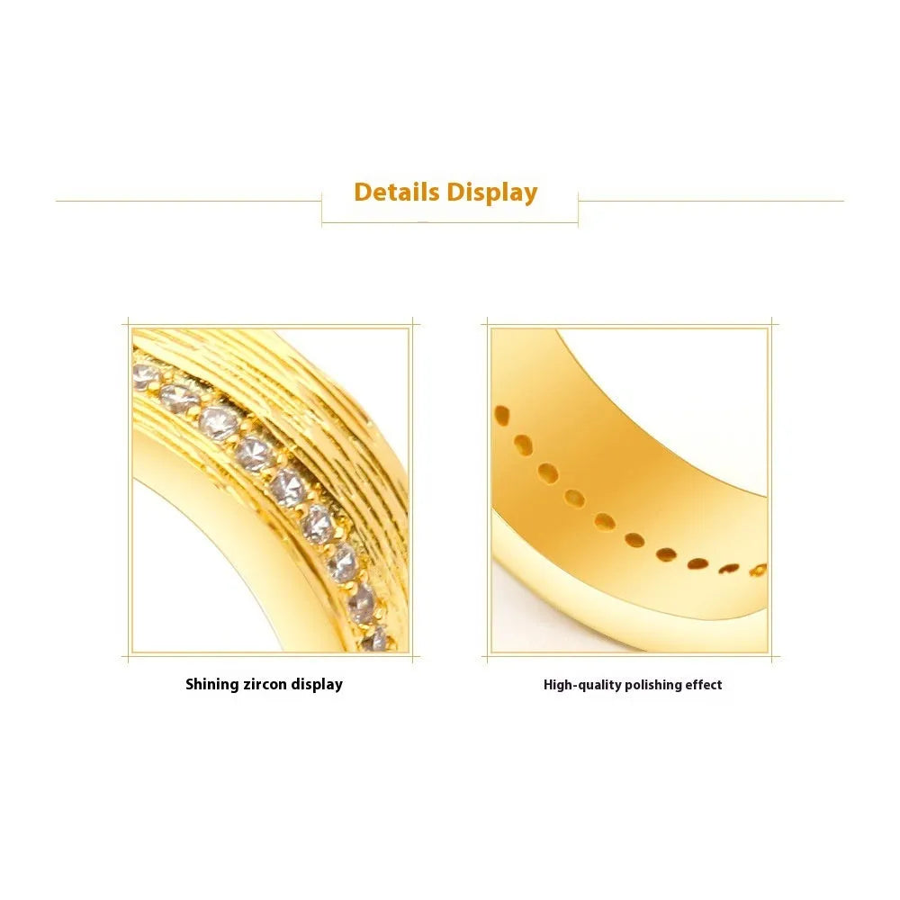 Gold geometric zircon ring on finger showing angular design and electroplated finish