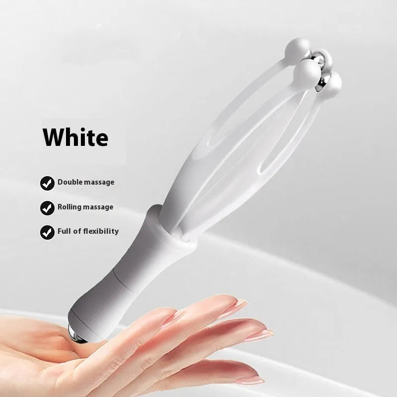 Blue and white steel ball finger massager roller for hand joint care with electroplated steel ball massage surface