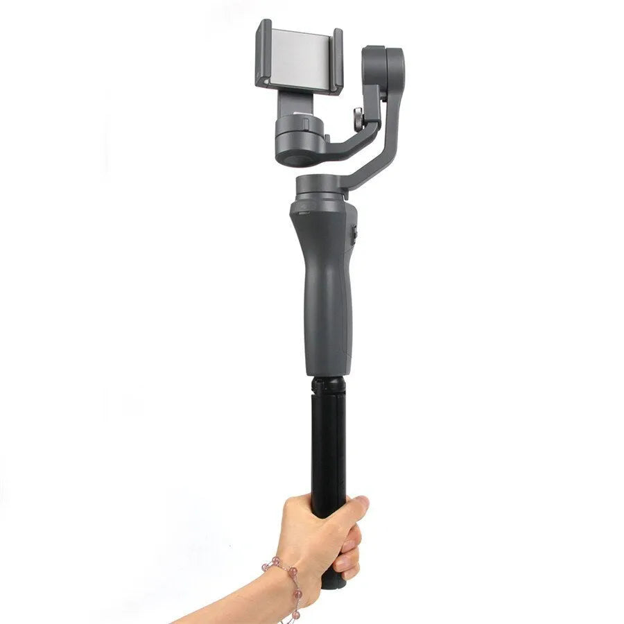 Black aluminium mobile tripod stabiliser compatible with Apple iPhone for handheld photography